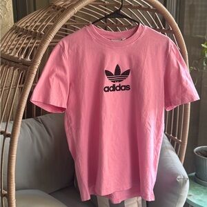 Beaded Textured Trefoil Adidas Pink T-Shirt Unique - Sz M